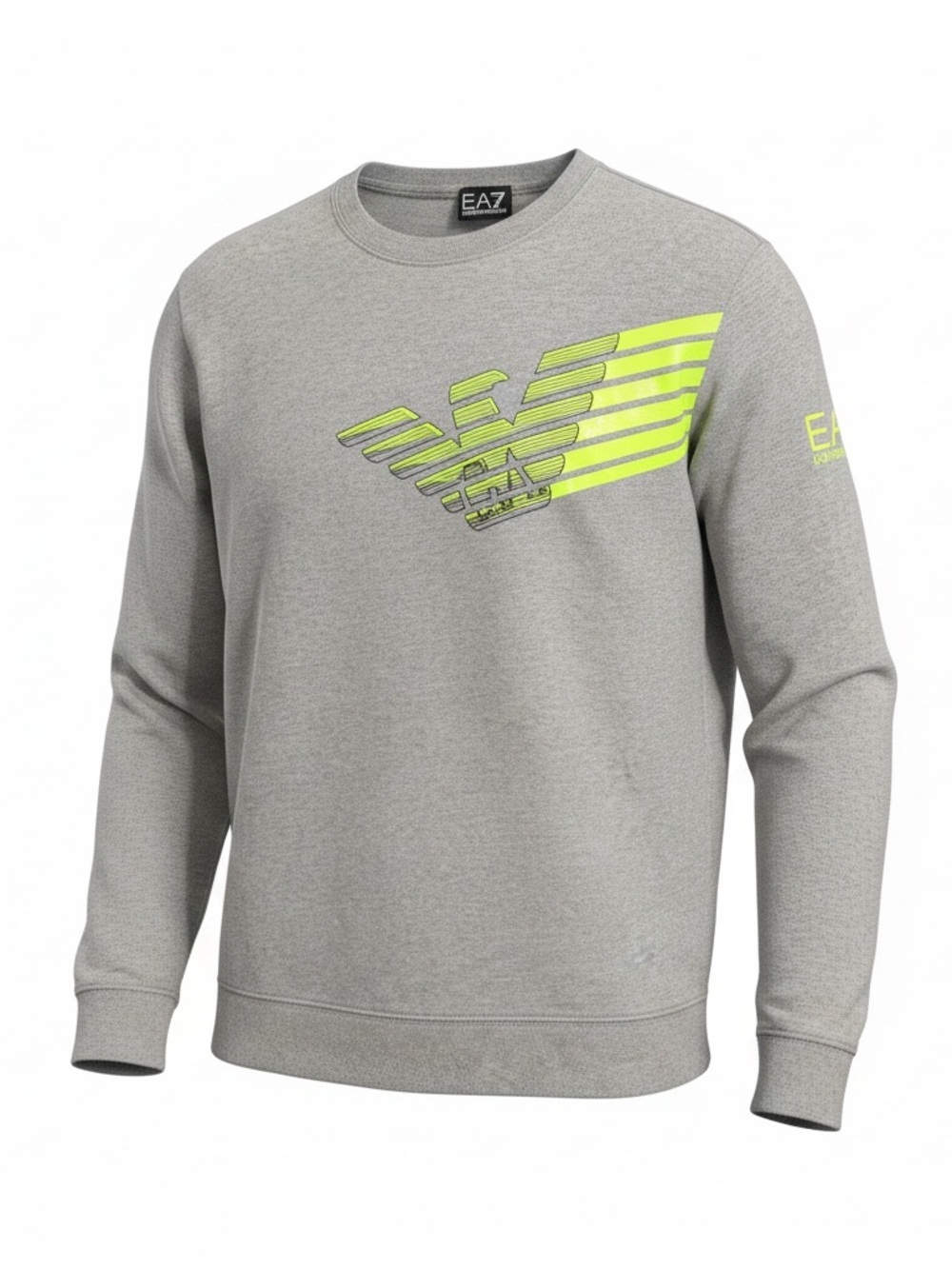 Emporio Armani Gray & Yellow EA7 Logo Sweatshirt Size Small